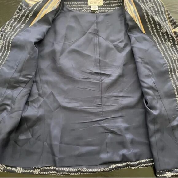 Adrianna Papell Vintage Silk Blazer Jacket Navy White Abstract Print Size Medium - Picture 11 of 12